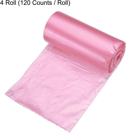 Small Trash Bags 0.5 Gallon Garbage Bags for Desktop Mini Trash Can, Pink, 4 Rolls / 120 Counts