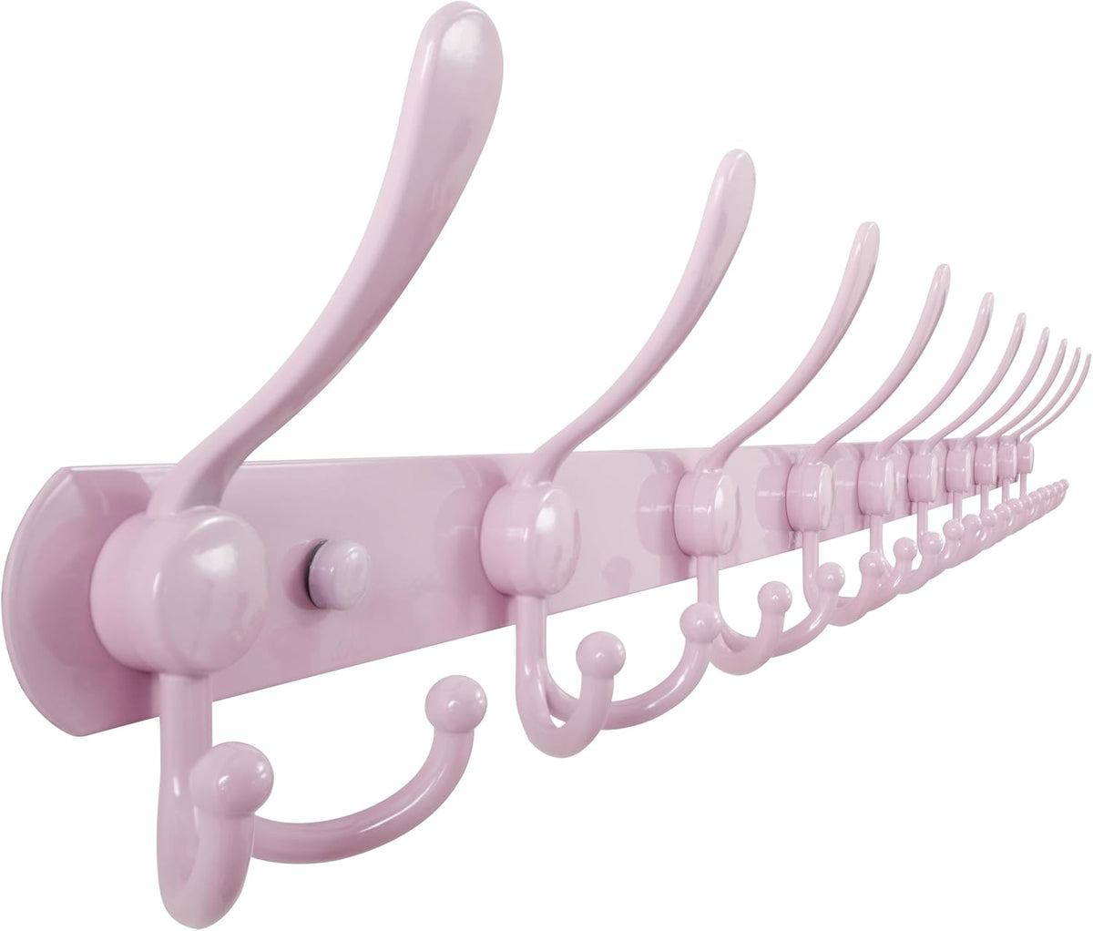 Coat Rack Wall Mount - 38” Long 10-Tri-Hooks Heavy Duty Coat Hanger Rail Wall Hooks for Hanging Coats Hats Clothing Clothes Purse Mudroom Entryway, Pink