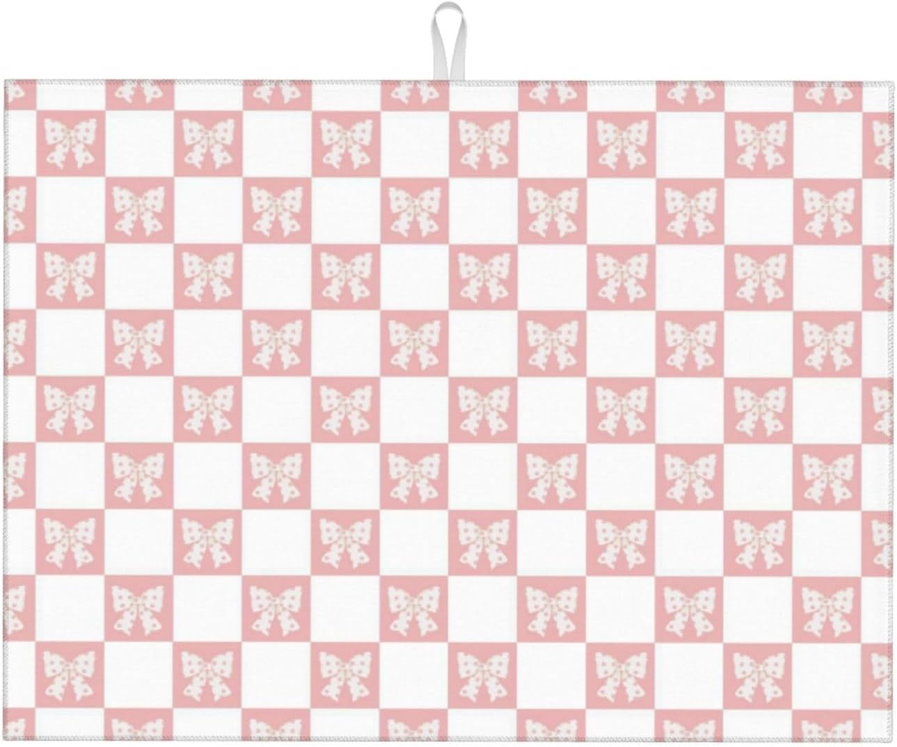 Pink Bow Dish Drying Mat 18x24 For Kitchen Counter Absorbent Microfiber Dishes Pad Dish Drainer Rack Mats Fast Dry Kitchen Accessories