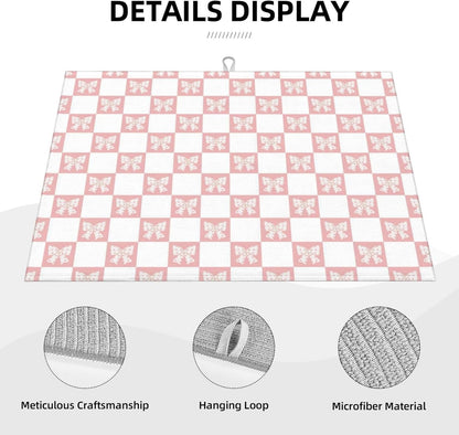 Pink Bow Dish Drying Mat 18x24 For Kitchen Counter Absorbent Microfiber Dishes Pad Dish Drainer Rack Mats Fast Dry Kitchen Accessories