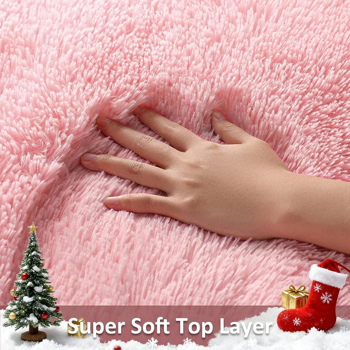 Pink Rug for Bedroom Girls, Kids Fluffy Kawaii Fuzzy Furry Shag Area Rug, Cute Plush Soft Shaggy Bedside Indoor Floor 4x6 Carpet for Teen Nursery Dorm Home Room Decor Aesthetic