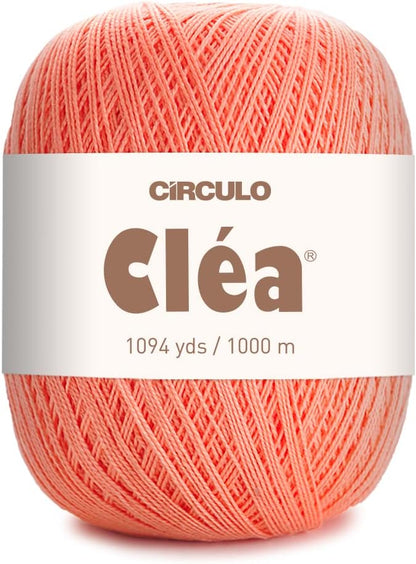 Circulo Clea Yarn – Crochet Thread Fine Size 10-8/2 Perfect for Weaving - 100% Mercerized Brazilian Cotton (Pack of 1 Ball) – 5.3 oz, 1094 yds - Color: 4514 - Peach