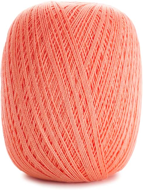 Circulo Clea Yarn – Crochet Thread Fine Size 10-8/2 Perfect for Weaving - 100% Mercerized Brazilian Cotton (Pack of 1 Ball) – 5.3 oz, 1094 yds - Color: 4514 - Peach