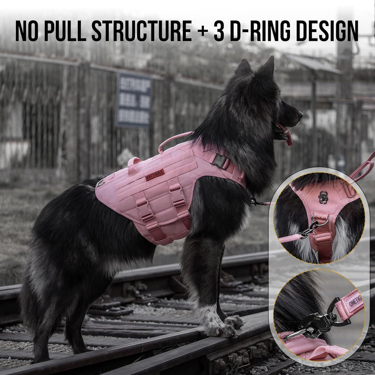 Large Tactical Dog Harness No Pull Handle S Pink