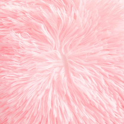Fluffy Pink Throw Pillow Cover Ultra Soft Fuzzy Plush Throw Pillow Cases with Furry Texture and Shaggy Touch, Faux Fur Cushion Shams for Sofa or Bed, Set of 2 with Zipper 18"x18"