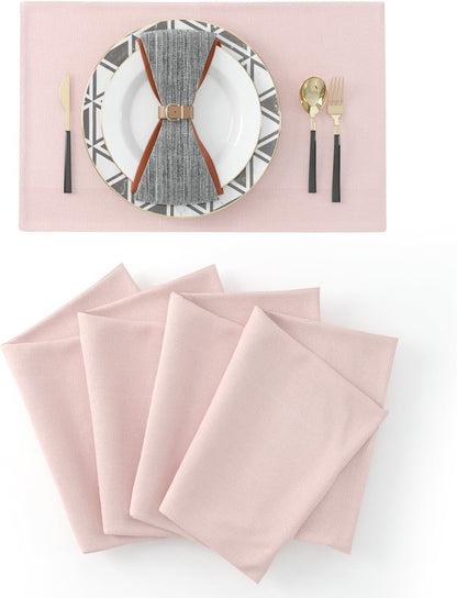 Set of 4 Soft Linen Handmade Placemats Heat Resistant Dining Table Place Mats Kitchen Table Mats 12 x 18 Baby Pink