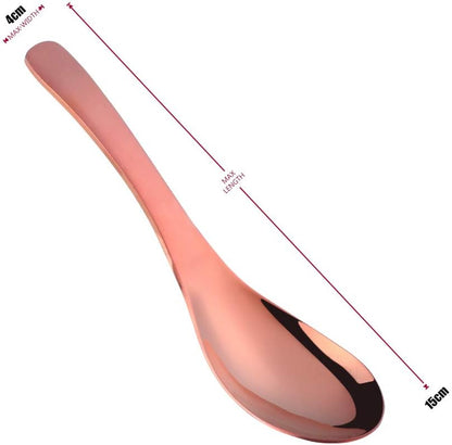 Thick Heavy Duty Soup Spoons, Set of 4, Stainless Steel Polished Asian Rice Table Spoon,Dishwasher Safe (Rose Gold)