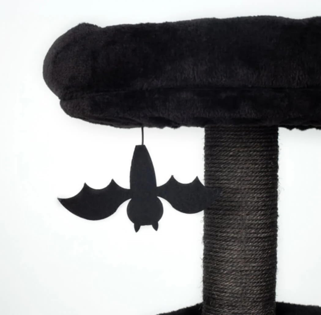 Multi-Level Gothic Cat Tree with Coffin Bed - 52.6" Black Cat Tower with Soft Mats (Red) (Pink, Large)