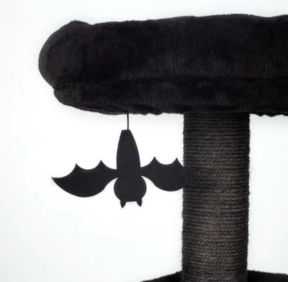 Multi-Level Gothic Cat Tree with Coffin Bed - 52.6" Black Cat Tower with Soft Mats (Red) (Pink, Large)