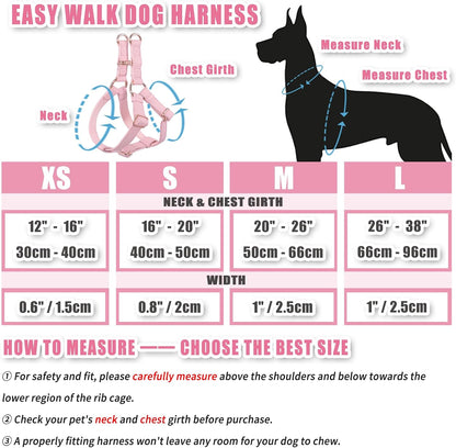 Soft Leather No Pull Dog Harness - Adjustable Step in Dog Harness with Rose Gold Heavy Duty Metal Buckle, Freedom Nylon Dog Halter Vests for Small Medium Large Dogs Easy Walking Training (Pink,S)