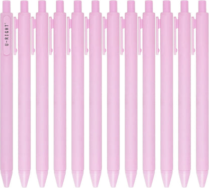 12 Pcs Gel Ink Pens Black Ink 0.5 mm Fine Point Smooth Writing Cute Pens for Office School (Light Pink)