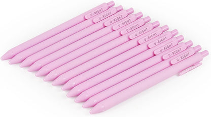12 Pcs Gel Ink Pens Black Ink 0.5 mm Fine Point Smooth Writing Cute Pens for Office School (Light Pink)
