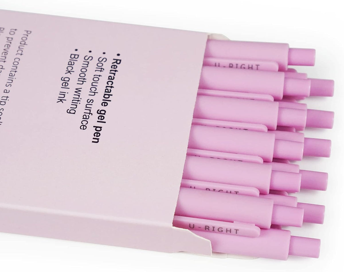 12 Pcs Gel Ink Pens Black Ink 0.5 mm Fine Point Smooth Writing Cute Pens for Office School (Light Pink)