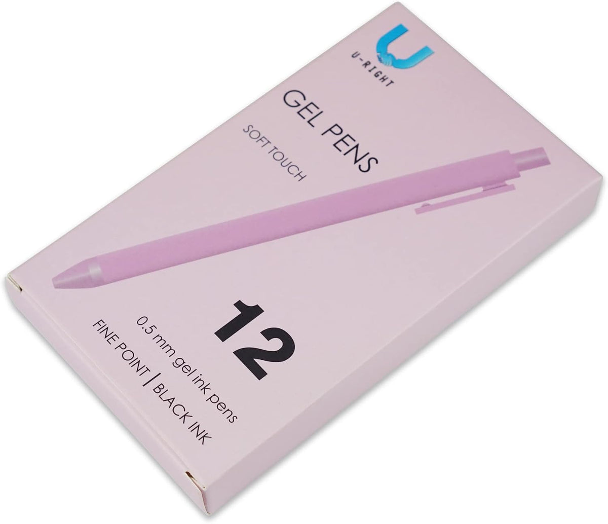 12 Pcs Gel Ink Pens Black Ink 0.5 mm Fine Point Smooth Writing Cute Pens for Office School (Light Pink)