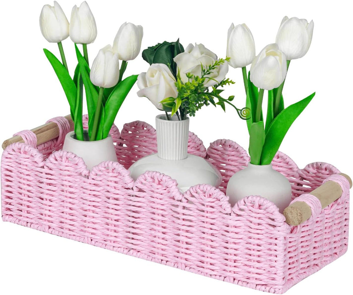 Paper Rope Scalloped Edge Gift Basket Empty