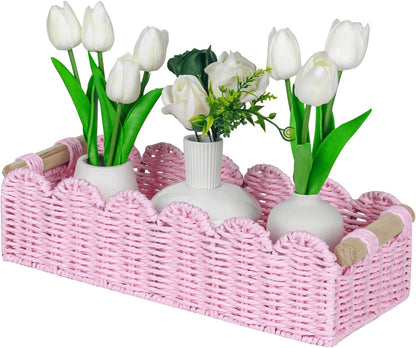 Paper Rope Scalloped Edge Gift Basket Empty