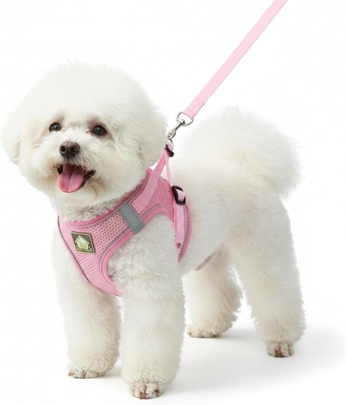 Dog Harness with Leash Set, No Pull Adjustable Reflective Step-in Puppy Harness with Thickened Padded Vest for Extra-Small/Small Medium Dogs (Pink, Medium)