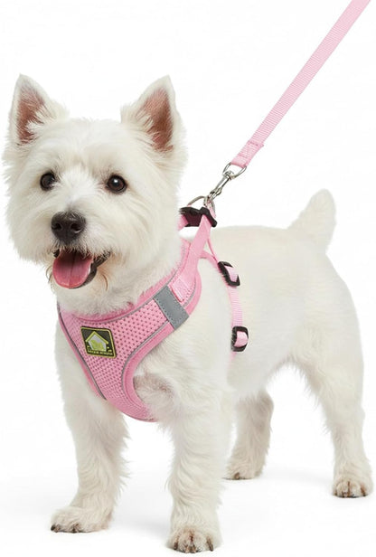 Dog Harness with Leash Set, No Pull Adjustable Reflective Step-in Puppy Harness with Thickened Padded Vest for Extra-Small/Small Medium Dogs (Pink, Medium)