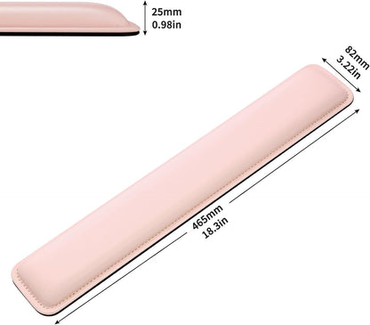 Keyboard Wrist Rest Pad, Soft PU Leather Wrist Support with Interior Soft Cushion Memory Foam, Ergonomic Portable Keyboard Wrist Support Pad,18.3in,Pink