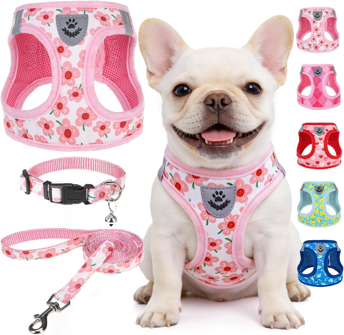 Small Dog Harness Collar and Leash Set,Cute Puppy Harness No Pull