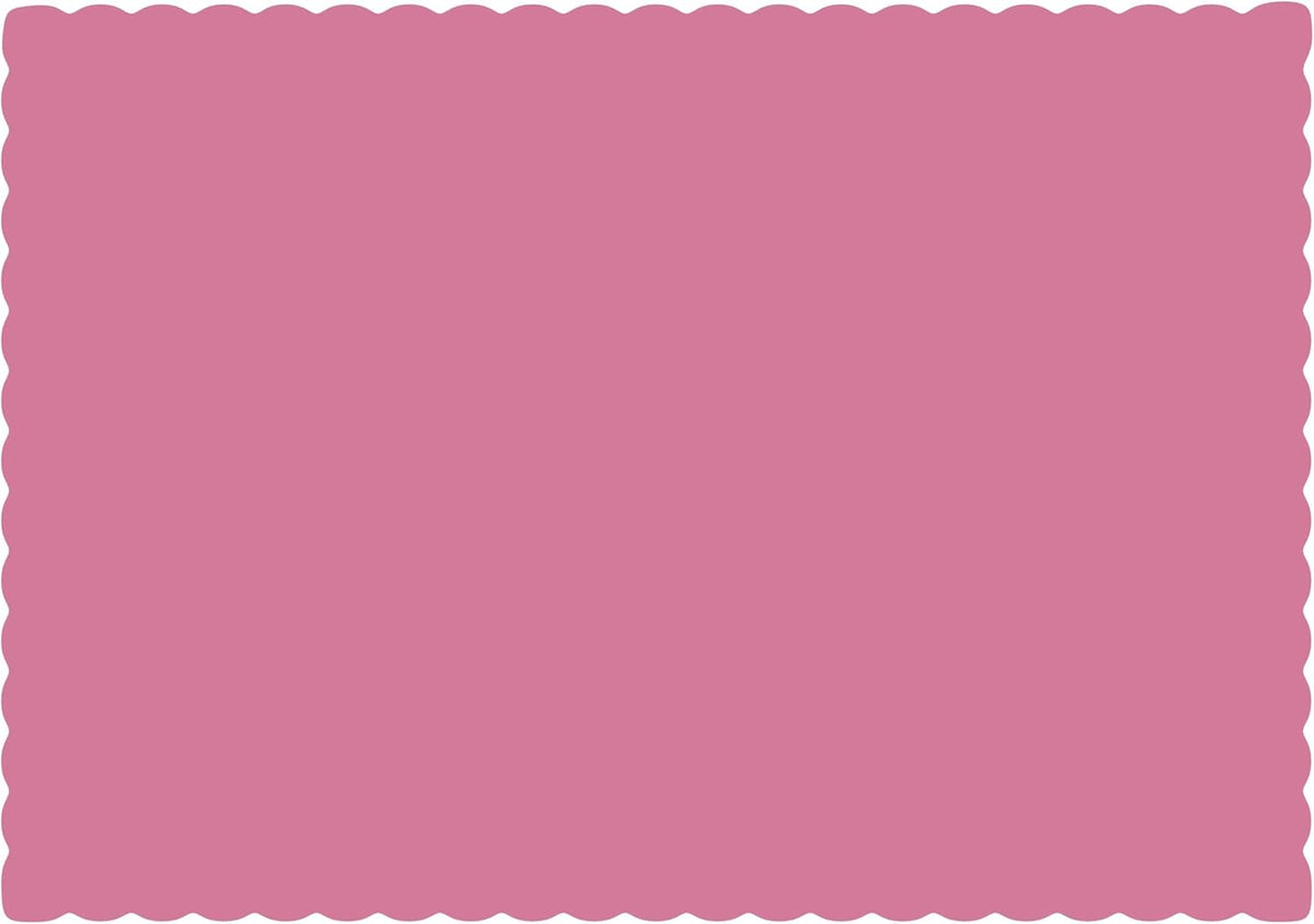 Disposable Paper Placemats, Scalloped Edge Table Mats, Pink, Pack of 100