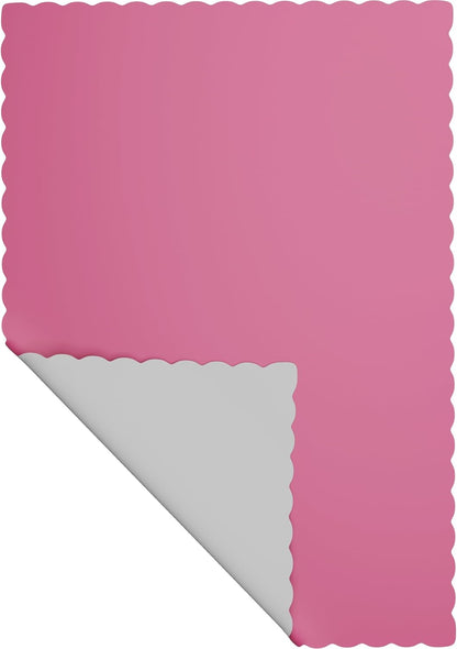 Disposable Paper Placemats, Scalloped Edge Table Mats, Pink, Pack of 100