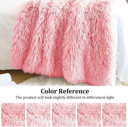 JONIYEAR Extra 2.8" Long Hair Fluffy Faux Fur Throw Blanket 50" x 60", Luxury Soft Decorative Fuzzy Furry Blankets for Couch, Cozy Plush Shaggy Blankets for Sofa Bed, Cute Lovely Blanket for Pet, Pink