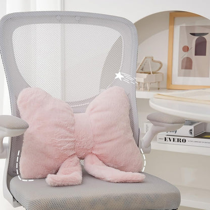 2Pack Soft Furry Bow Throw Pillows Cute Bowknot Plush Pillow Home Decor Stuffed Bow Lumbar Pillow for Bed Couch Living Room Decor (Pink)