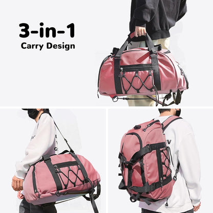 Womens Gym Bag, 30L Medium Size Sports Duffle Bag Backpack, Pink