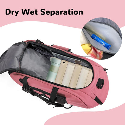 Womens Gym Bag, 30L Medium Size Sports Duffle Bag Backpack, Pink