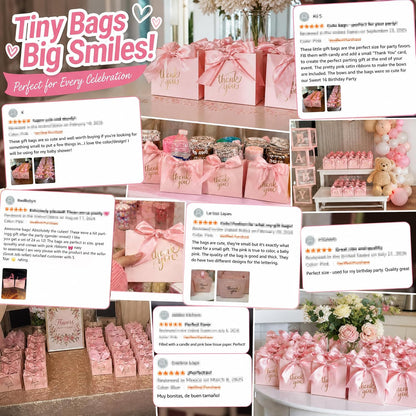 24 PCS Thank You Gift Bags, 4.5x3.9x1.8 Inch Mini Party Favor Bags