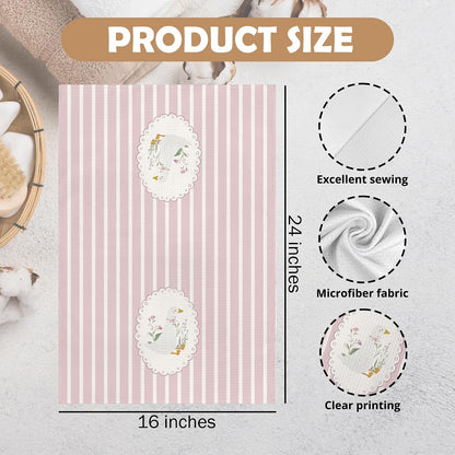 Goose Kitchen Towels, Goose Nursery Room Decor, Pink Cute Geese Dish Tea Towels for Kitchen Nursery, Coquette Preppy Geese Decorative Hand Towel for Bathroom Girls Room, 16x24 Inch