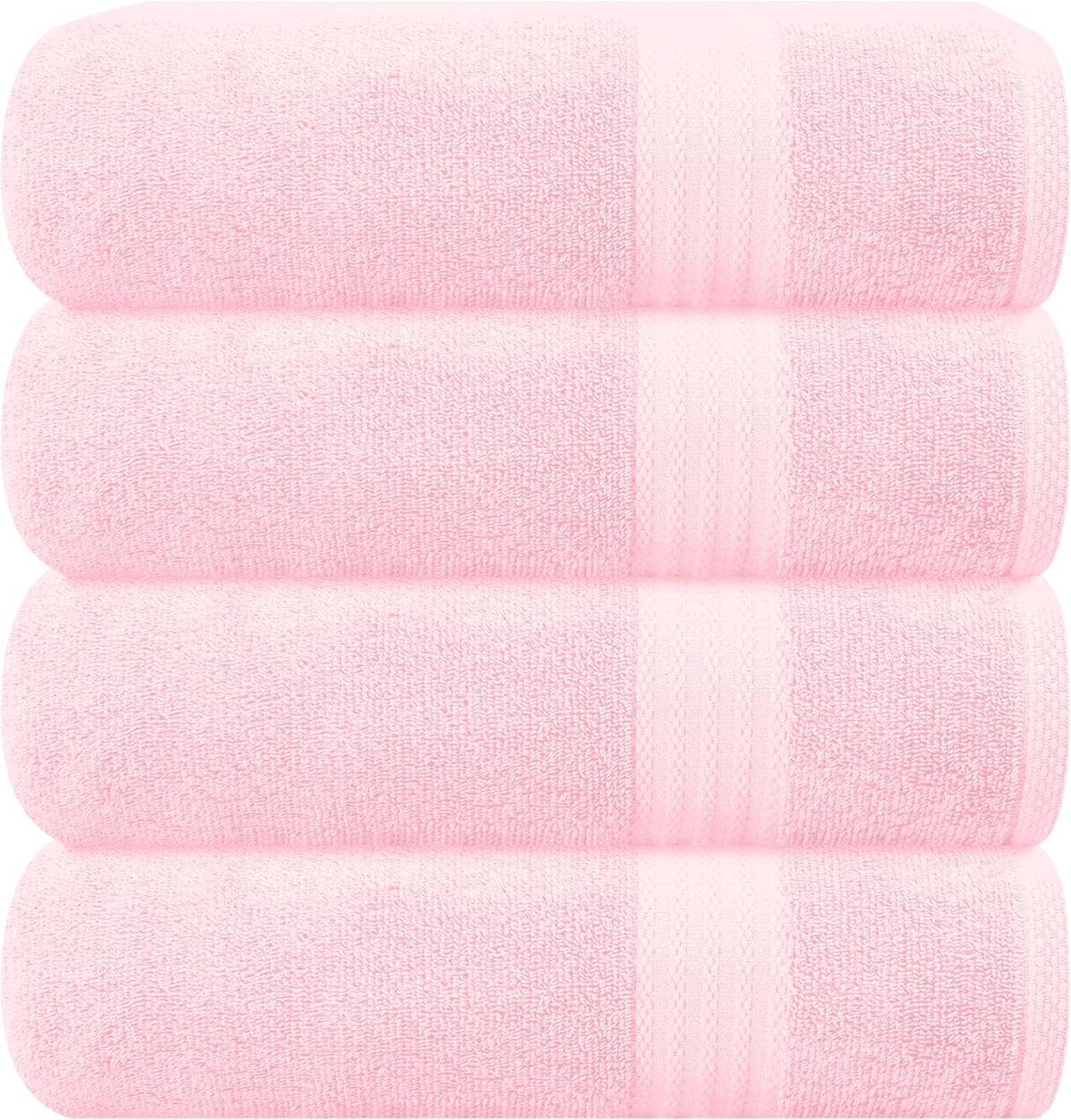 Premium Cotton 4 Pack Bath Towel Set - 100% Pure Cotton - 4 Bath Towels 27x54 - Ideal for Everyday use - Ultra Soft & Highly Absorbent - Pink
