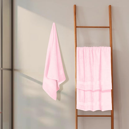 Premium Cotton 4 Pack Bath Towel Set - 100% Pure Cotton - 4 Bath Towels 27x54 - Ideal for Everyday use - Ultra Soft & Highly Absorbent - Pink