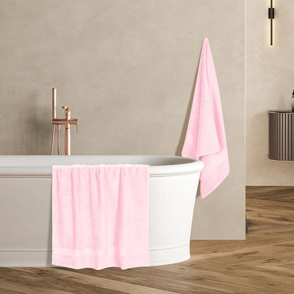 Premium Cotton 4 Pack Bath Towel Set - 100% Pure Cotton - 4 Bath Towels 27x54 - Ideal for Everyday use - Ultra Soft & Highly Absorbent - Pink