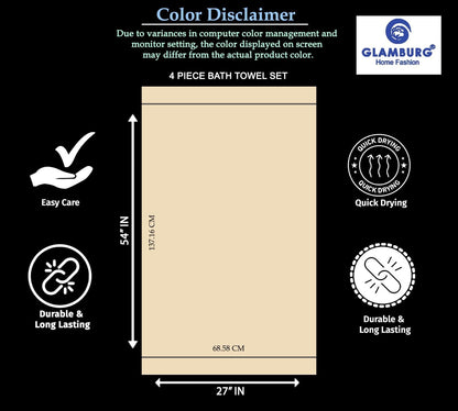 Premium Cotton 4 Pack Bath Towel Set - 100% Pure Cotton - 4 Bath Towels 27x54 - Ideal for Everyday use - Ultra Soft & Highly Absorbent - Pink