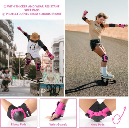 Skate Protective Gear Adult Knee Pads and Elbow Pads Set Wrist Guard