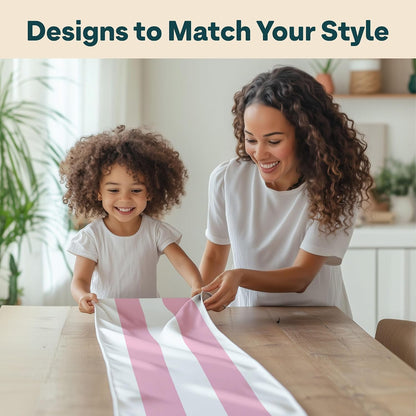 Fabric Textile Products | Pale Pink and White Striped Tablerunner | Cabana Table Decor | 12" x 72" | Machine Washable and Stain-Resistant for Easy Care | Made in The USA
