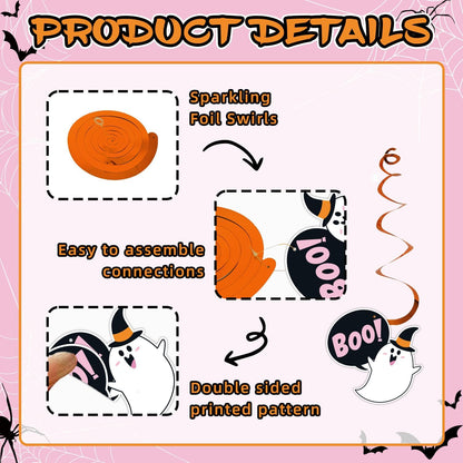 Halloween Decorations - 24 Pcs Pink Halloween Hanging Swirl