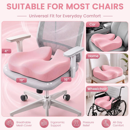 Seat Cushion, XL Large Memory Foam Cushion for /Office Chair/Car/Wheelchair