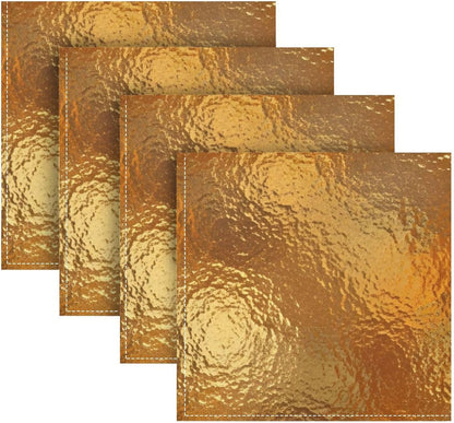 Gold Ripple 20x20 Inch Cloth Napkins Set of 4, Satin Peach Skin Polyester Dinner Napkins, Washable Reusable Table Napkins with Hemmed Edges for Wedding Party Restaurant Everyday Use