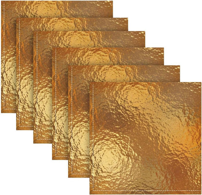 Gold Ripple 20x20 Inch Cloth Napkins Set of 4, Satin Peach Skin Polyester Dinner Napkins, Washable Reusable Table Napkins with Hemmed Edges for Wedding Party Restaurant Everyday Use