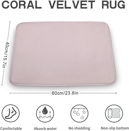 Luxury Bathroom Rugs Non Slip & Absorbent Bath Mat, Pale Pastel Pink Solid Color Soft Bath Rug Carpets for Bathroom, 16 x 24inches