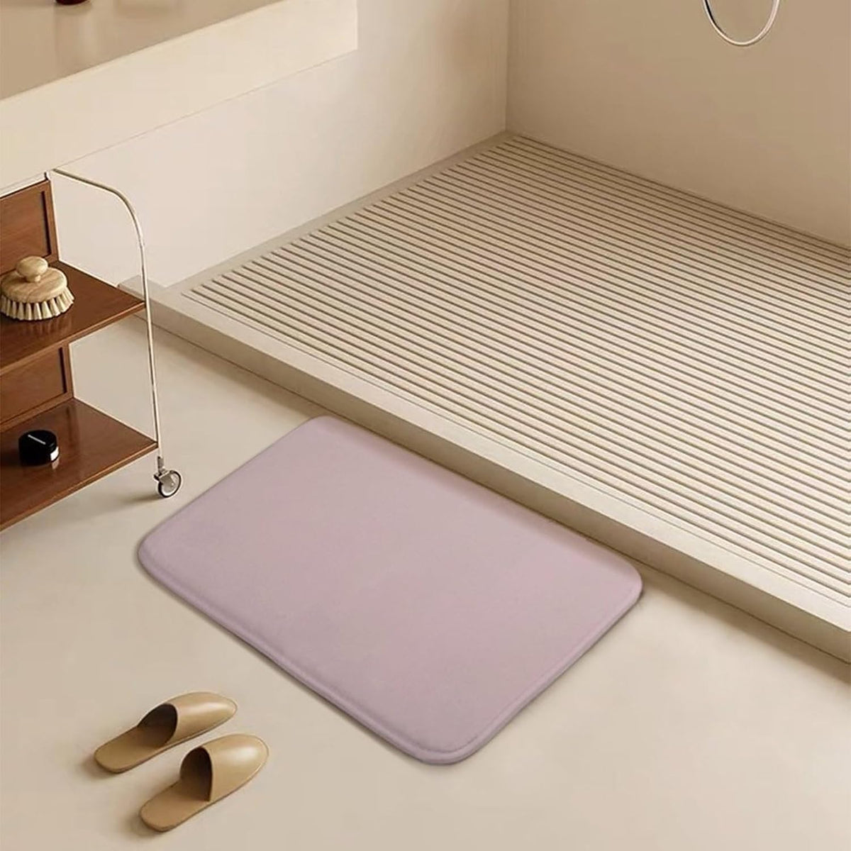 Luxury Bathroom Rugs Non Slip & Absorbent Bath Mat, Pale Pastel Pink Solid Color Soft Bath Rug Carpets for Bathroom, 16 x 24inches