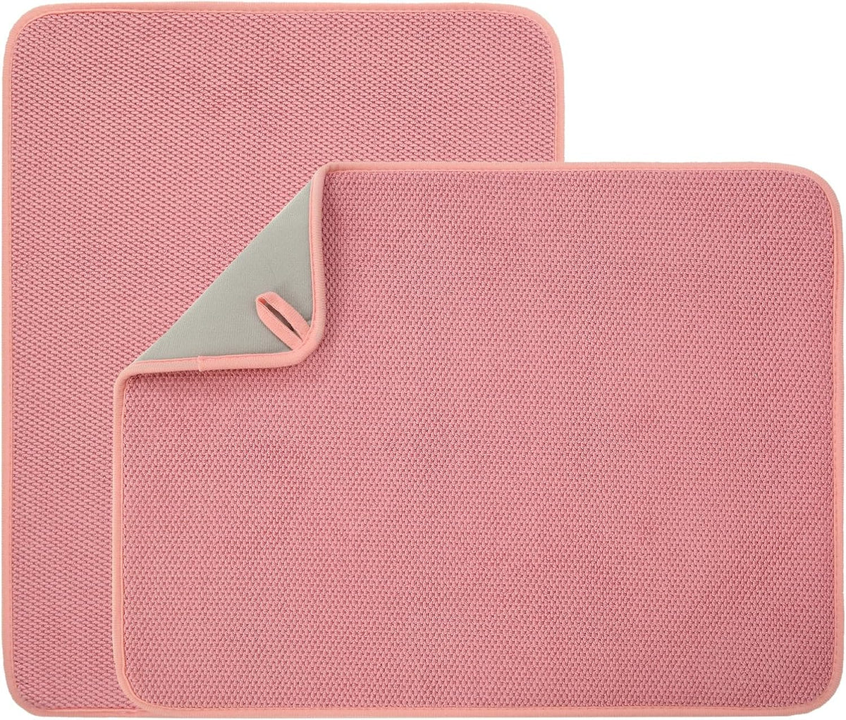 2 Pack Microfiber Dish Drying Mat, 20"×15" ,Pink