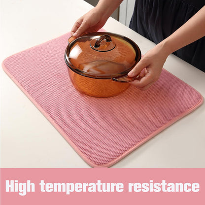 2 Pack Microfiber Dish Drying Mat, 20"×15" ,Pink