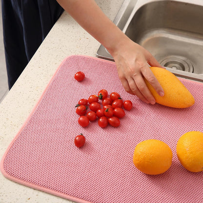2 Pack Microfiber Dish Drying Mat, 20"×15" ,Pink