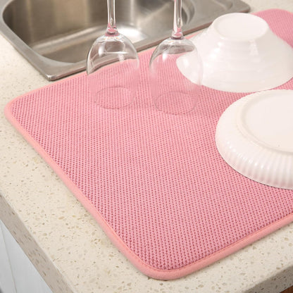2 Pack Microfiber Dish Drying Mat, 20"×15" ,Pink