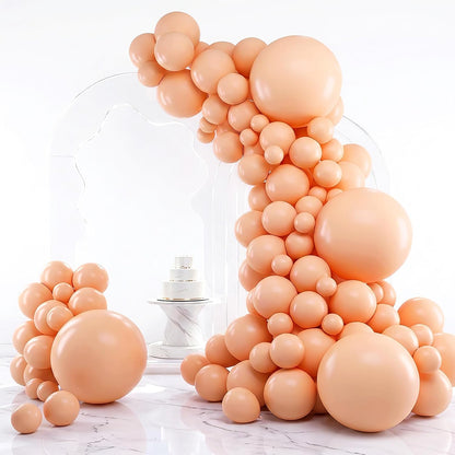 Peach Balloon Arch Kit Different Sizes Pastel Orange Balloons 129pcs