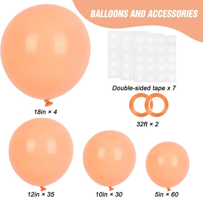 Peach Balloon Arch Kit Different Sizes Pastel Orange Balloons 129pcs
